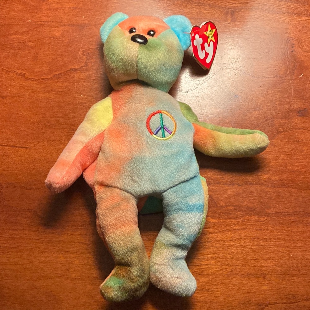TY Beanie Baby Peace Bear DOB: 2/01/96 P.V.C. Pellets